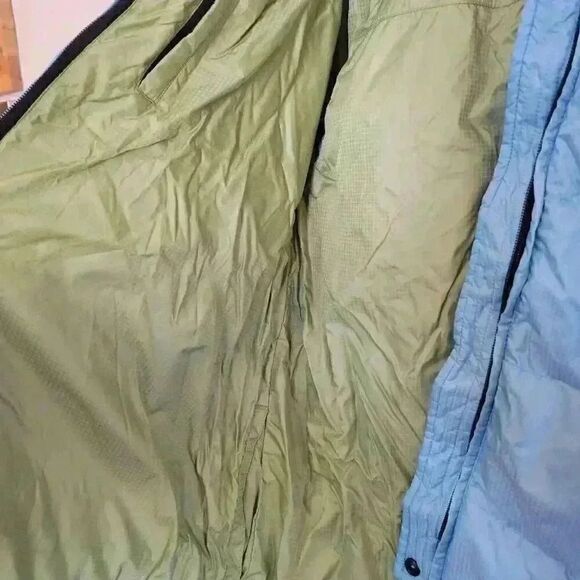 Lands' End Women's Aqua Blue & Lime Green Nylon Reversible Down Puffer Coat w De - Picture 9 of 10